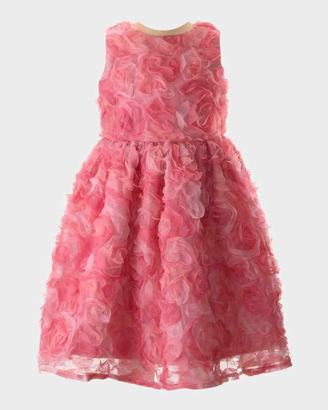 Girl's Rosette Flutter Sleeveless Party Dress, Size 2-
